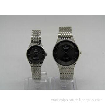 Metal Strap Couples Watches Set steel strap Japanese analog